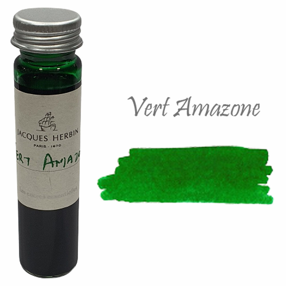 Jacques Herbin Essentielles Ink Bottle (Vert Amazone - 15 ML) 12137JT is a non-toxic and pH neutral water based natural dye. The ink is filled in 15 ml bottle from the ink tank bar