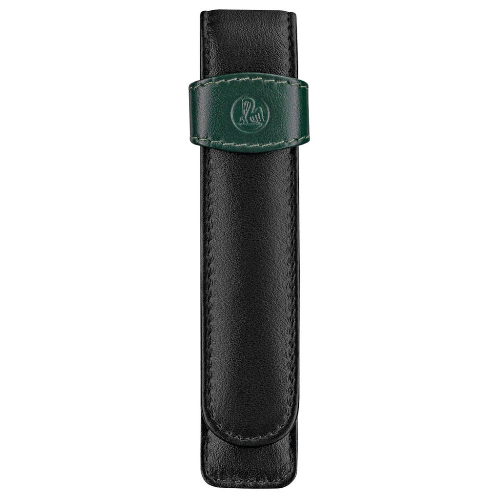 Pelikan Leather One Pen Case (Black/Green) 923524
