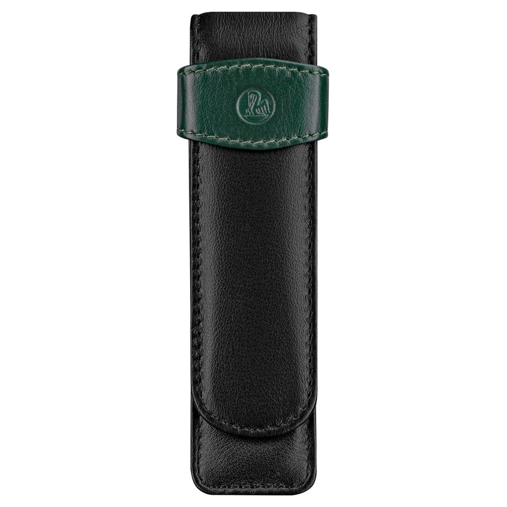 Pelikan Leather Two Pen Case (Black/Green) 923722