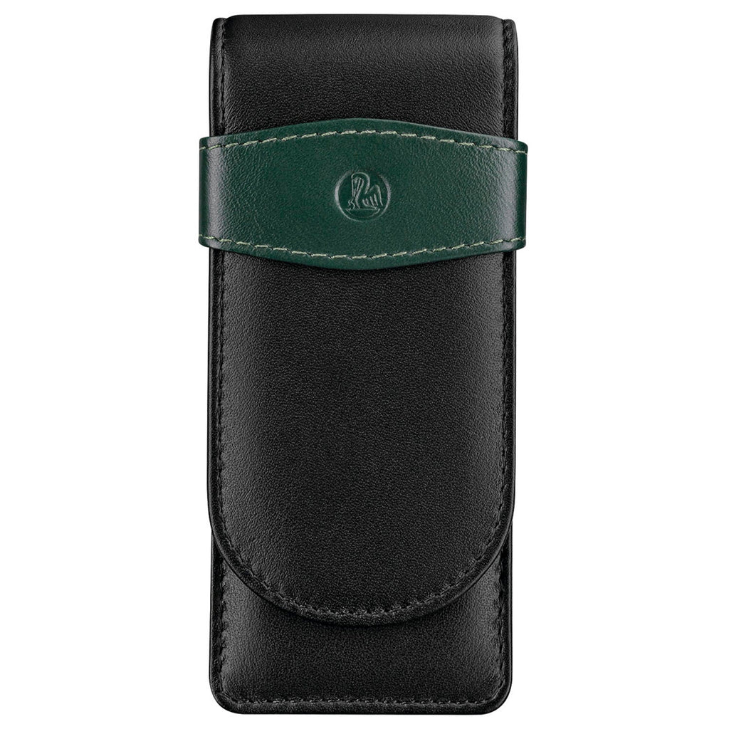 Pelikan Leather Three Pen Case (Black/Green) 924092