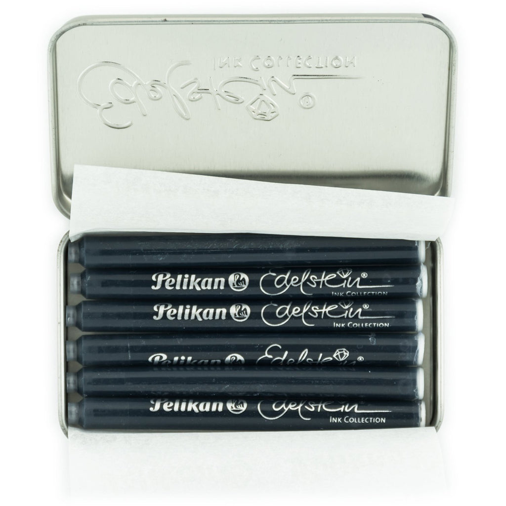 Pelikan Tintenpatronen Edelstein Ink – 6er-Set In Metalletui, Farbe Onyx/Schwarz