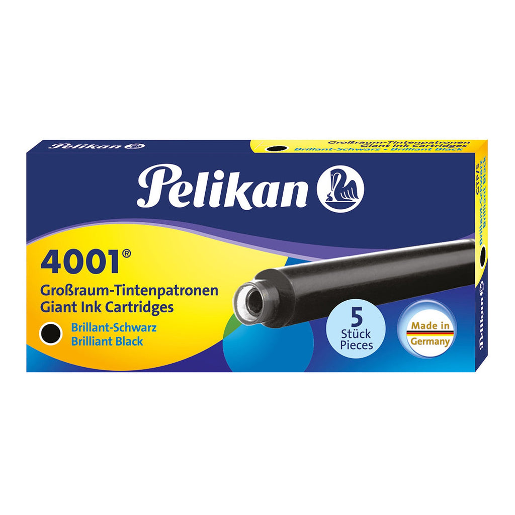 Pelikan GTP/5 Long Ink Cartridge (Brilliant Black - Pack of 5) 310615 Genuine original German Cartridge