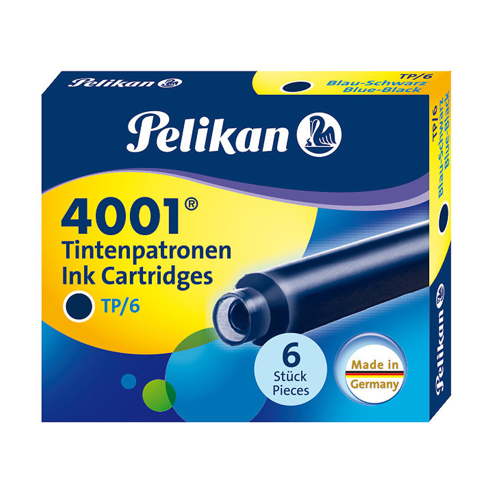 Pelikan TP/6 Short Ink Cartridge (Blue/Black - Pack of 6) 301184 Genuine original German Cartridge