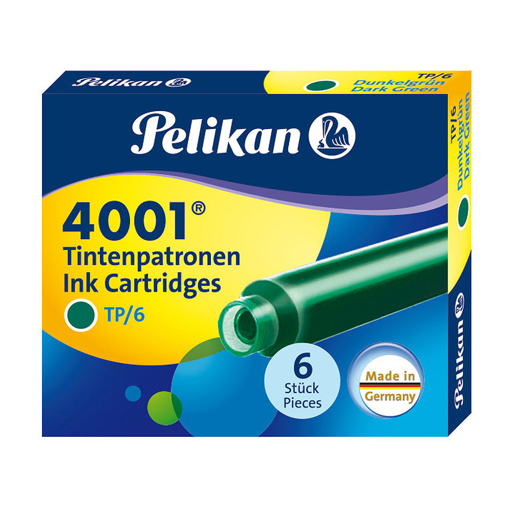 Pelikan TP/6 Short Ink Cartridge (Dark Green - Pack of 6) 300087 Genuine original German Cartridge