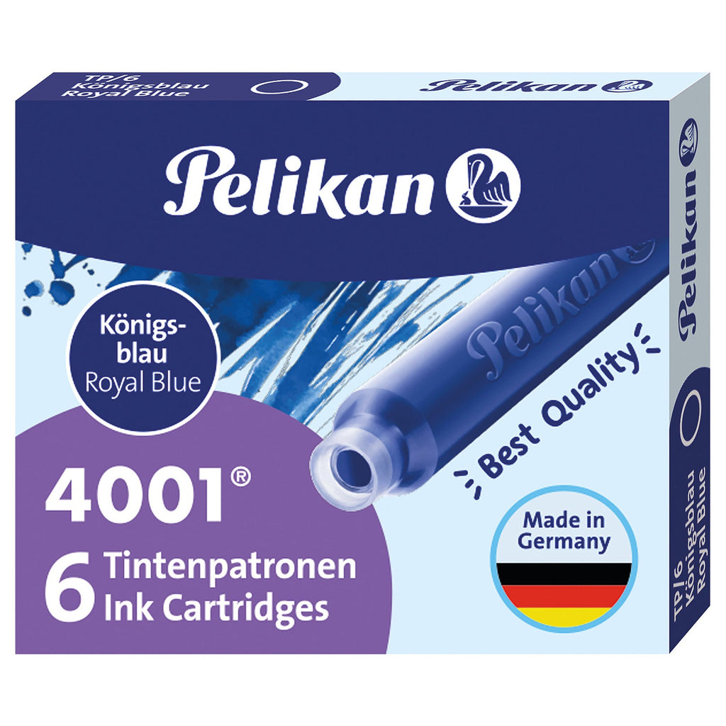 Pelikan TP/6 Short Ink Cartridge (Royal Blue - Pack of 6) 301176 Genuine original German Cartridge
