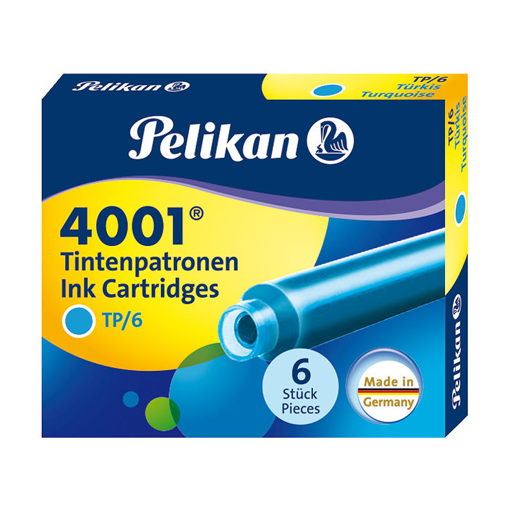 Pelikan TP/6 Short Ink Cartridge (Turquoise - Pack of 6) 301705 Genuine original German Cartridge