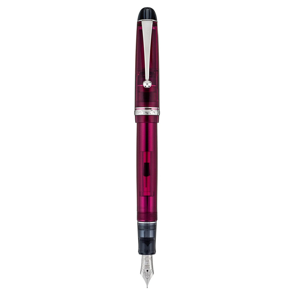 Pilot Custom 74 Tinted Red Wine - 14 Karat Gold Rhodium Plated Fountain Pen (CON-70) - Image 2