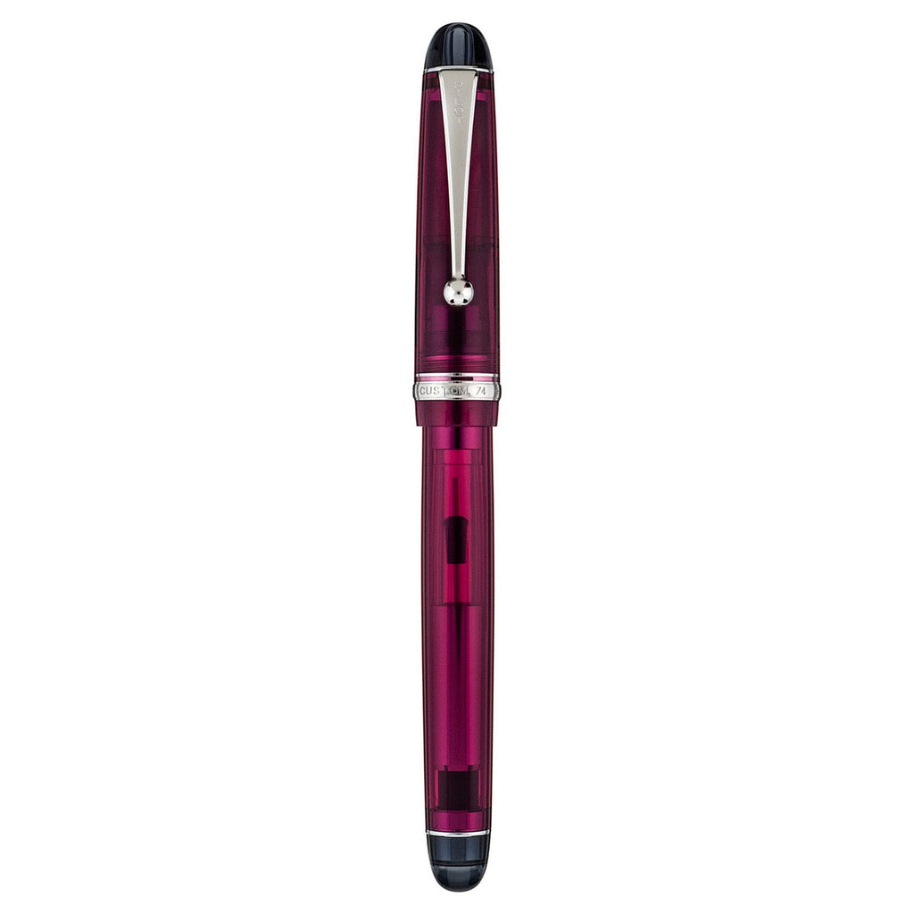 Pilot Custom 74 Tinted Red Wine - 14 Karat Gold Rhodium Plated Fountain Pen (CON-70) - Image 4