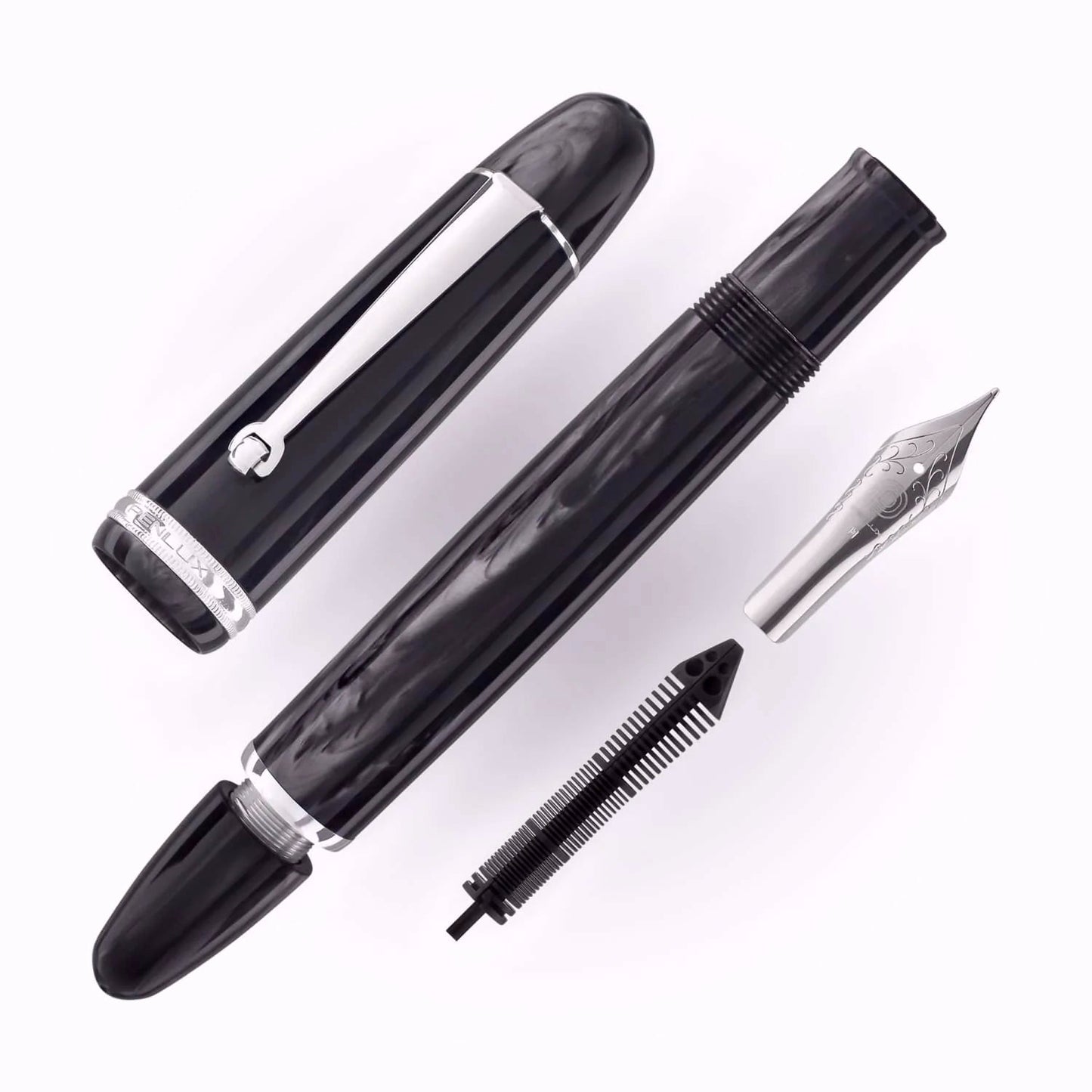 Penlux Masterpiece Grande Wave Black CT Fountain Pen