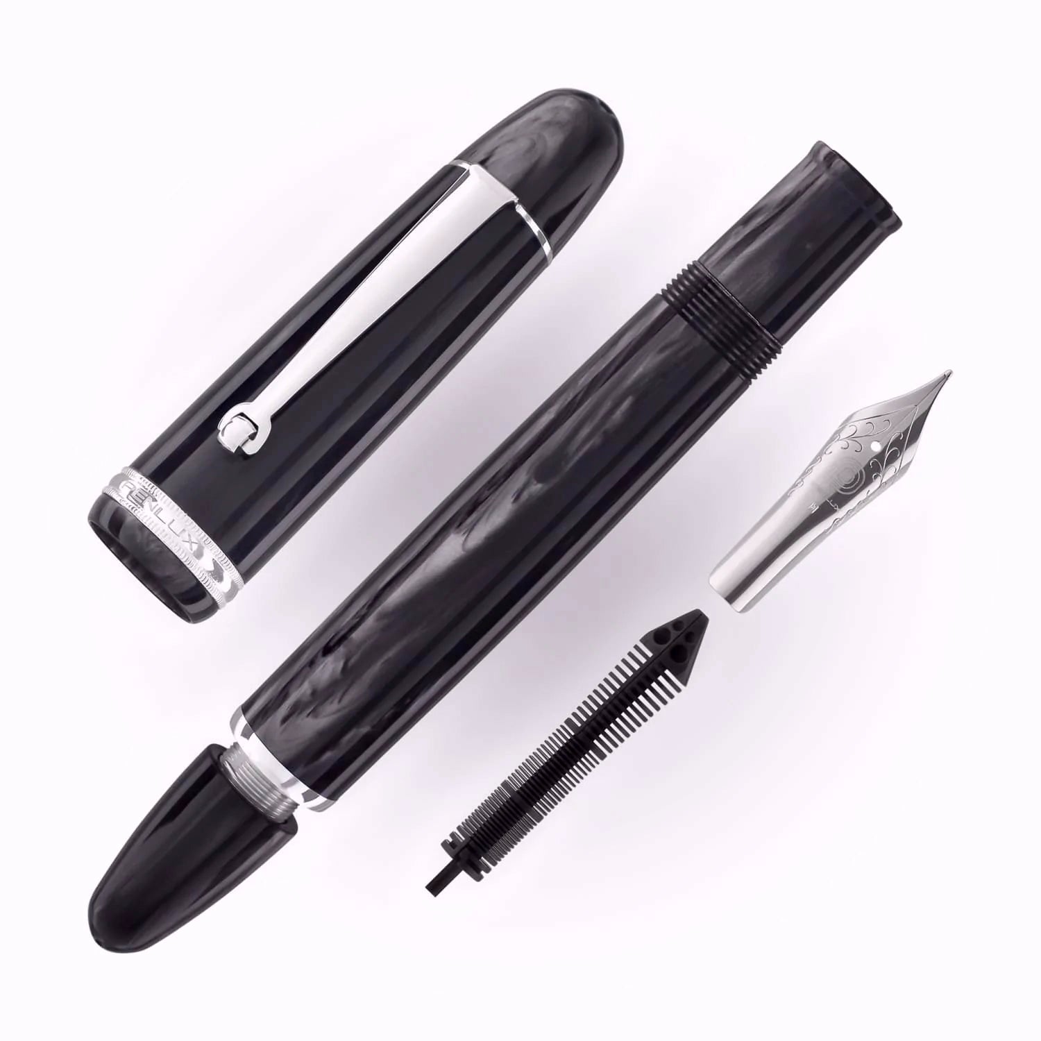Penlux Masterpiece Grande Wave Black CT Fountain Pen