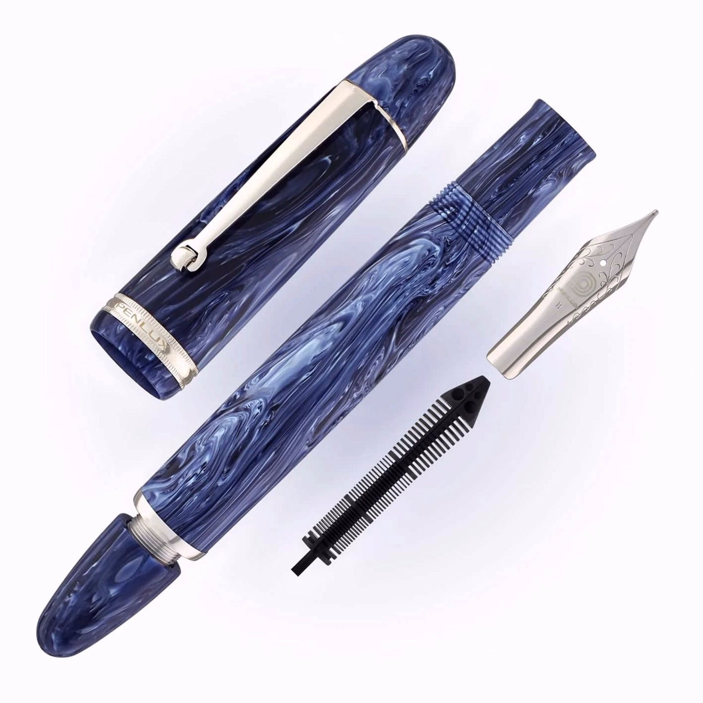 Penlux Masterpiece Grande Wave Blue CT Fountain Pen