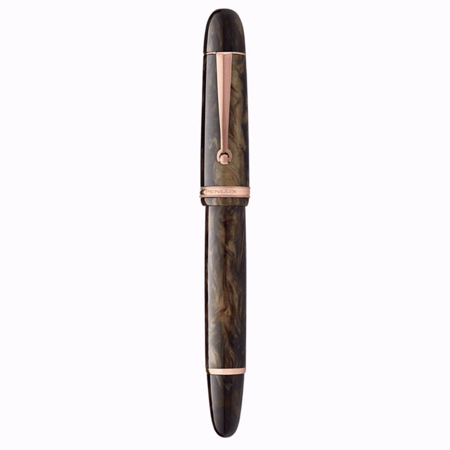 Penlux Masterpiece Grande Wave Brown GT Fountain Pen