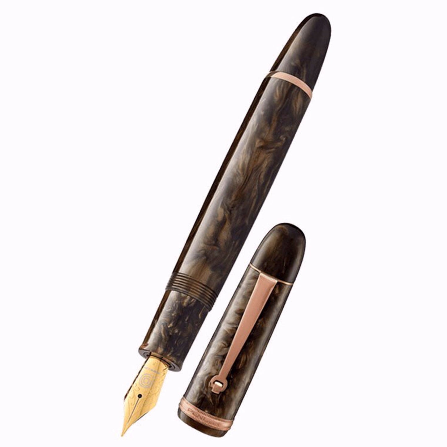 Penlux Masterpiece Grande Wave Brown GT Fountain Pen