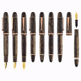 Penlux Masterpiece Grande Wave Brown GT Fountain Pen