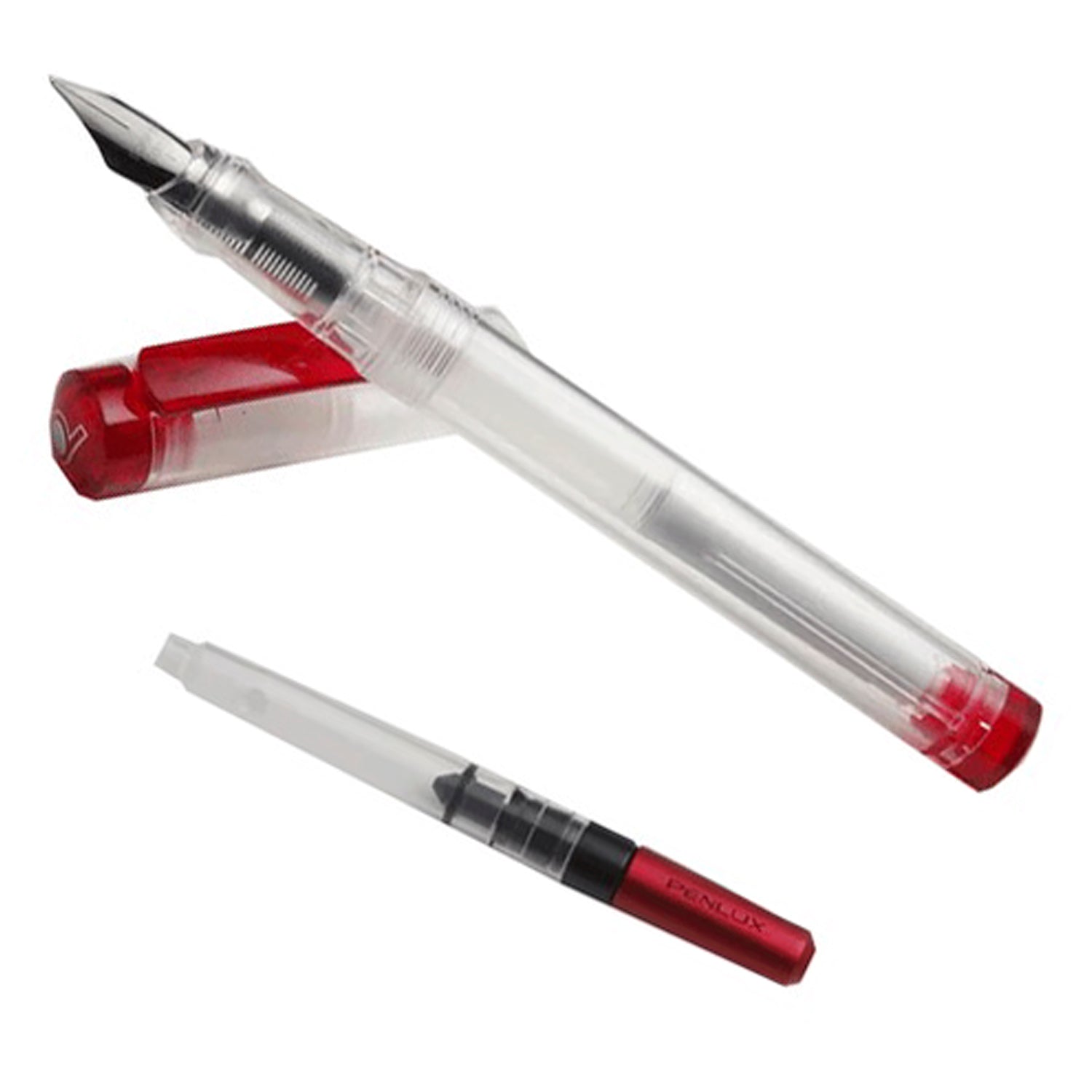 Penlux Junior Clear/Red Fountain Pen