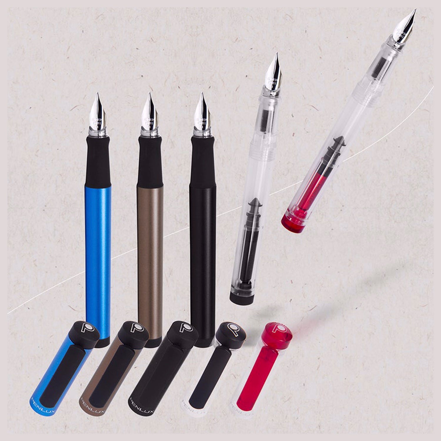 Penlux Junior Clear/Red Fountain Pen