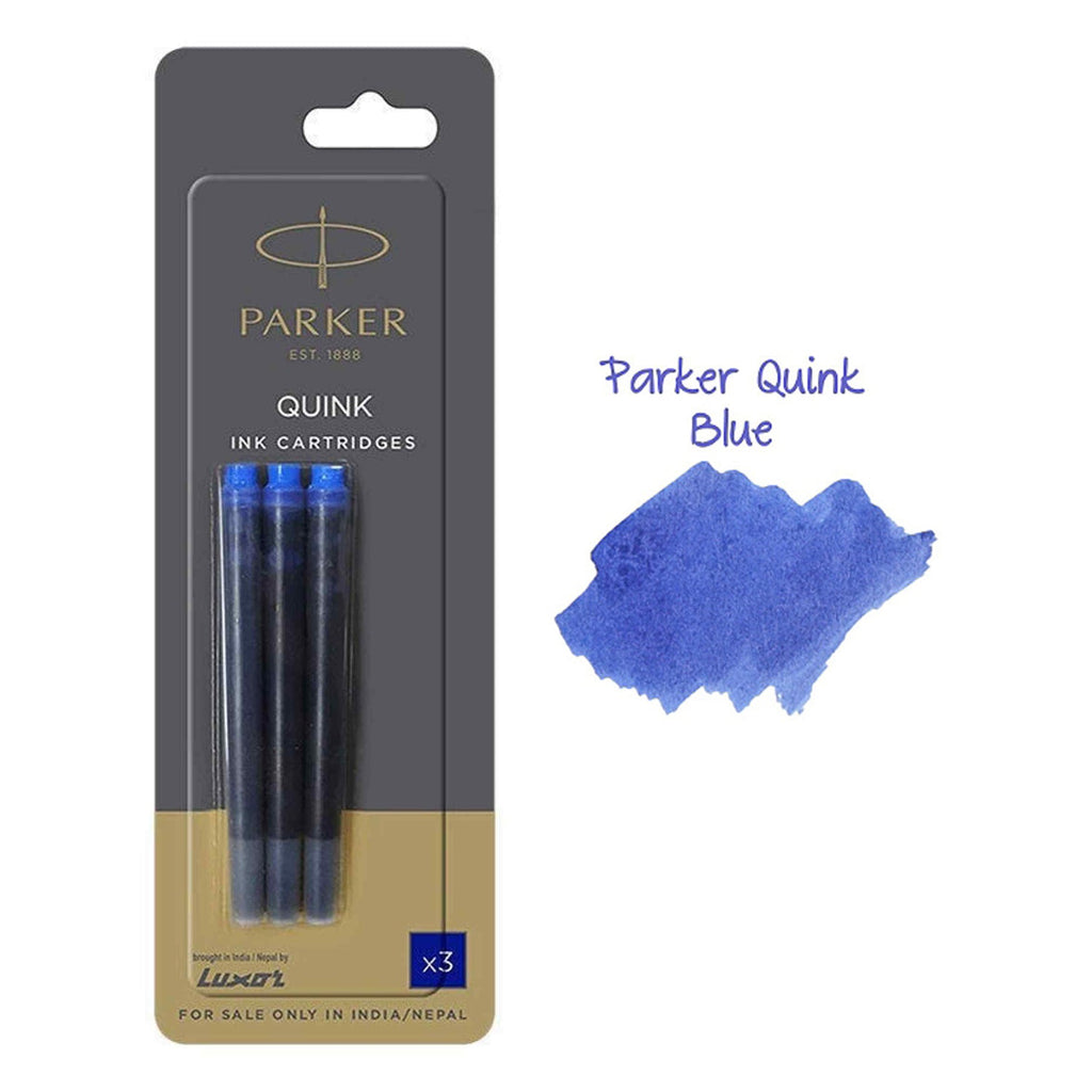 Parker Quink Ink Cartridge (Blue - Pack of 3). Filled with smooth, rich and vivid blue ink.