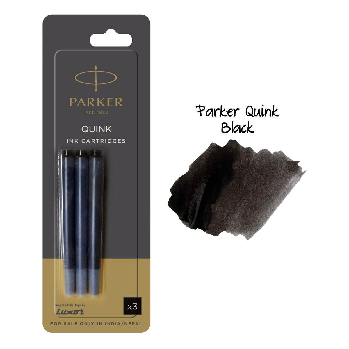 Parker Quink Ink Cartridge (Black - Pack of 3)