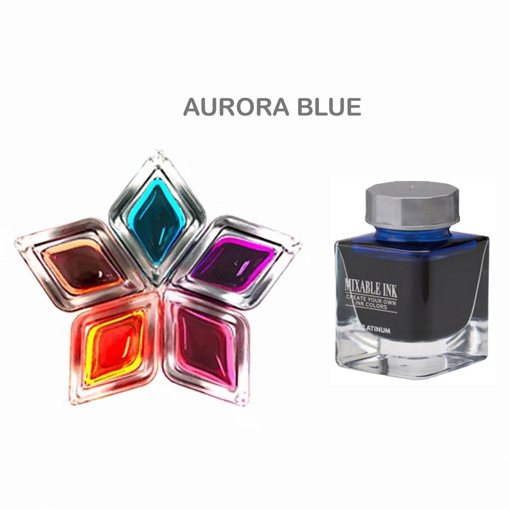Platinum Mixable Ink Bottle (Aurora Blue - 20 ML) INKM100055